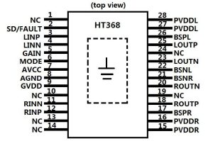HT368 D類功放IC（20W立體聲無(wú)電感）-深圳市億勝盈科科技有限公司官網(wǎng)