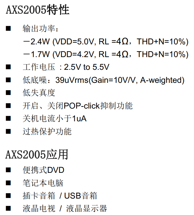 圖片[2]-AXS2005丨2.4W AB類音頻功率放大器